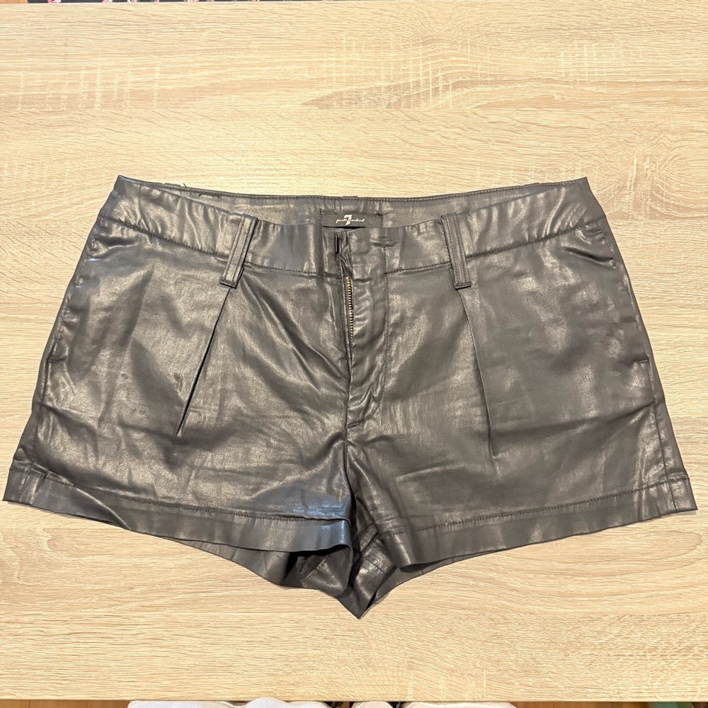 7 For All Mankind - Faux Leather Black Women's Shorts